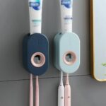 NEW Automatic Toothpaste Dispenser Wall-mounted Rack Toothbrush Holder Bathroom - Image 6