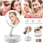NEW Double Side Makeup Mirror Magnifying Folding Beauty with LED Light Bathroom