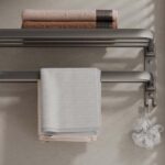 Towel Rail Rack Holder Wall Mounted Aluminium Foldable Towel Hanging Hook AU - Image 7