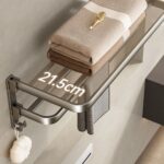 Towel Rail Rack Holder Wall Mounted Aluminium Foldable Towel Hanging Hook AU - Image 4
