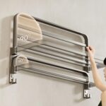 Towel Rail Rack Holder Wall Mounted Aluminium Foldable Towel Hanging Hook AU - Image 5