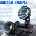 USB Powered Car Fan Dual Head 3-Speed Dashboard Rotation Cooling Fan Air Cooler - Image 3