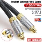 Ultra Premium Toslink Optical Fibre Cable Gold Plated Digital Audio Lead Cord