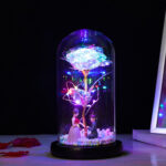 Rose in Glass Romantic Wedding Gift LED Light Flower Dome Eternal Love Beauty - Image 6