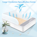 Open Cat Litter Tray Splash Guard Box Kitty Toilet Large Entry With Litter Scoop - Image 2