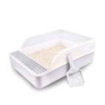 Open Cat Litter Tray Splash Guard Box Kitty Toilet Large Entry With Litter Scoop - Image 5