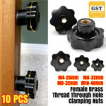 AU M4 M6 M8 M10 Female Brass Thread Through Hole Clamping Nuts Knob Handle 10PCS