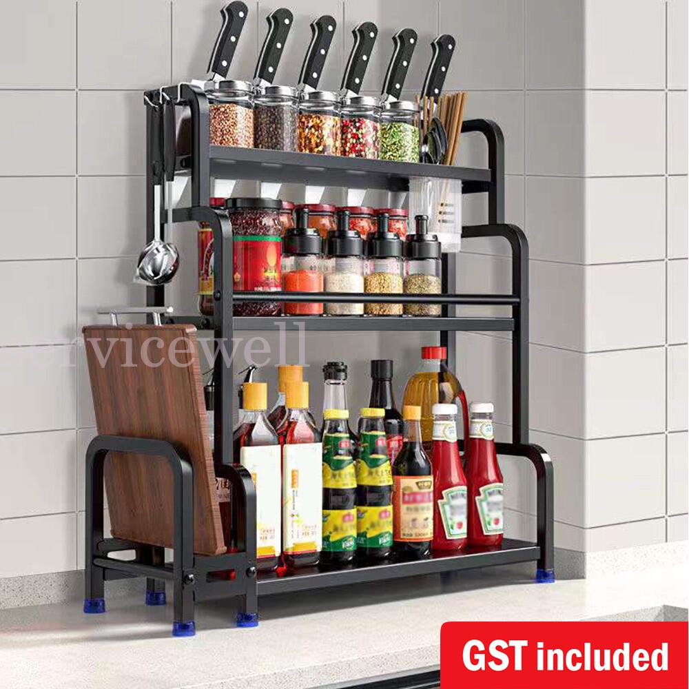 3 Tier Kitchen Cupboard Storage Spice Rack Pantry Bottle Organizer Stand Holder