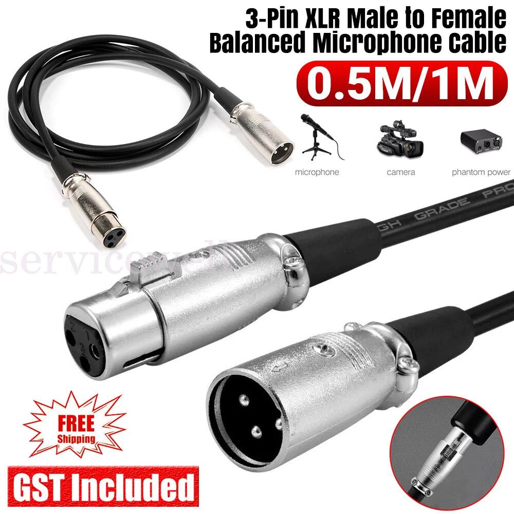 Balanced Microphone Cable XLR Patch Lead Male to Female Extension Mic AU