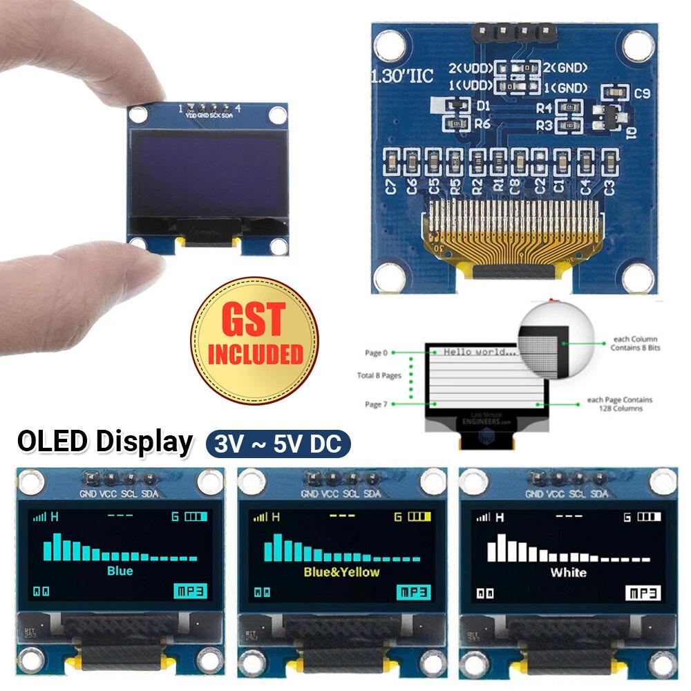 OLED Display 128x64 I2C SSD1306 for Arduino Uno Mega 2560 BlueYellow/White
