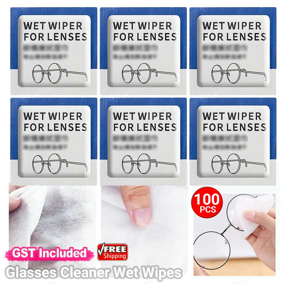 100Pcs Glasses Cleaner Wet Wipes Cleaning Lens Disposable Anti Fog Portable