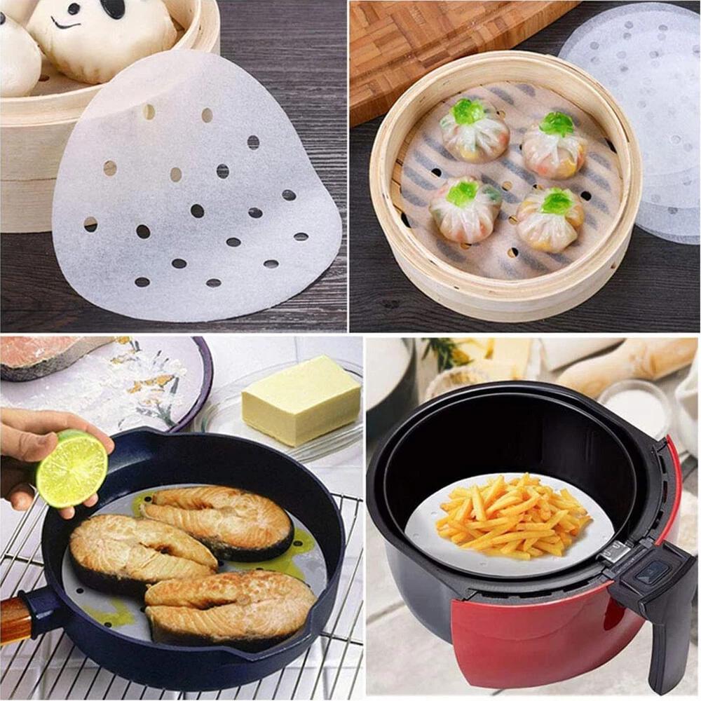 Air Fryer Liners Non-Stick 7/8/9 Inch Round Perforated Parchment Paper Pad - Image 5