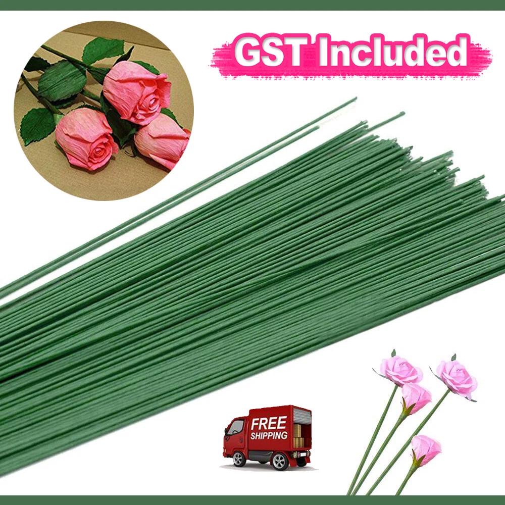 100X Green Artificial Floral Tape Iron Wire Artificial Flower Stub Stem 30cm NEW