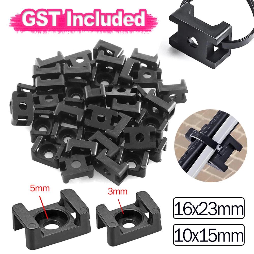 Tie Mount Screw Fixing Cable Wire Zip Saddle Holder Base Retardant 2 Sizes