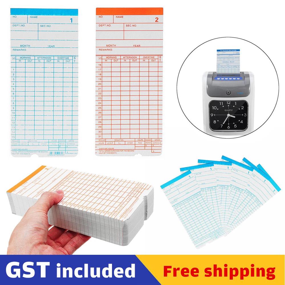 Monthly Payroll Cards For Employee Time Attendance Clock Recorder