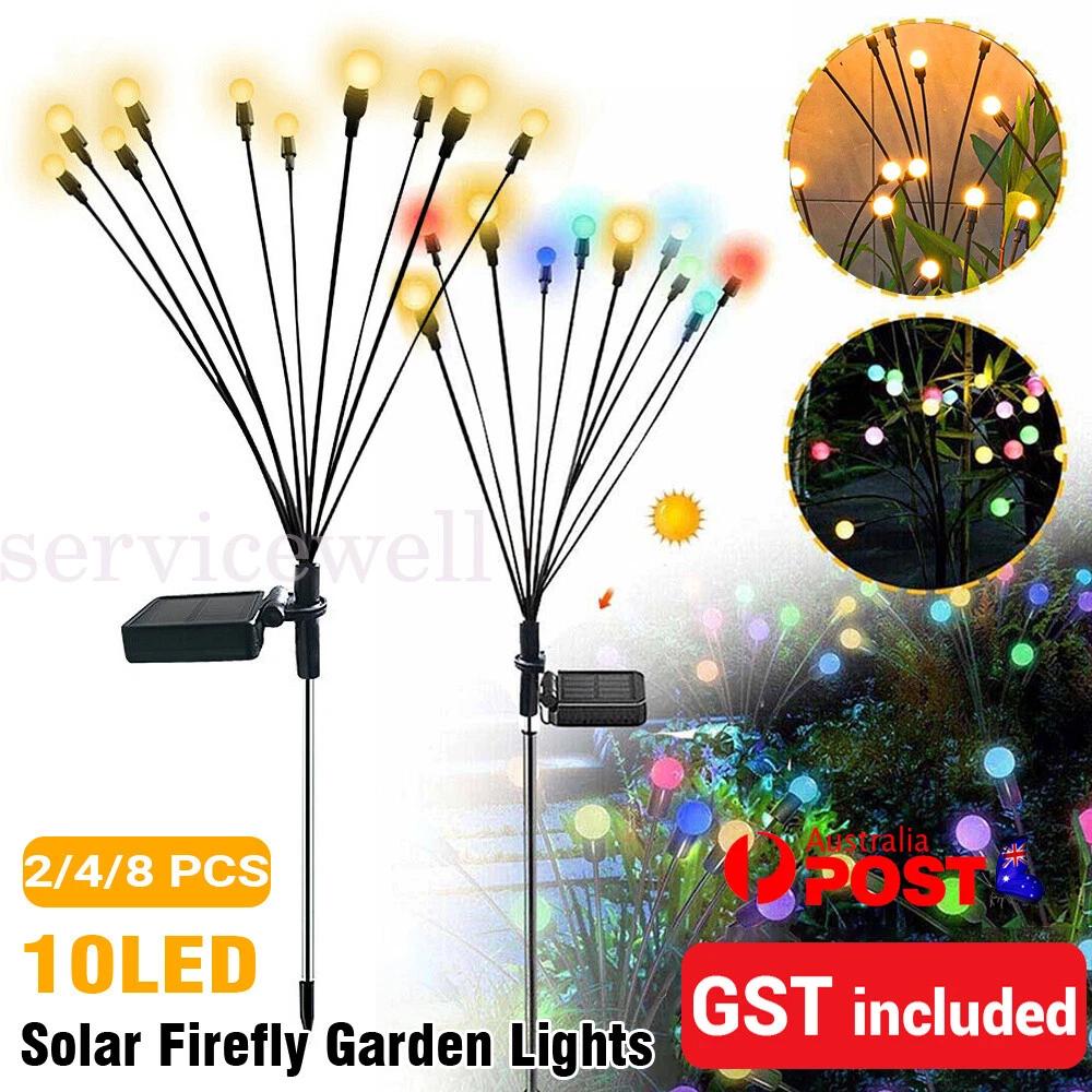 10LED Solar Firefly Light Garden Waterproof Swaying Lamp Outdoor Landscape Decor