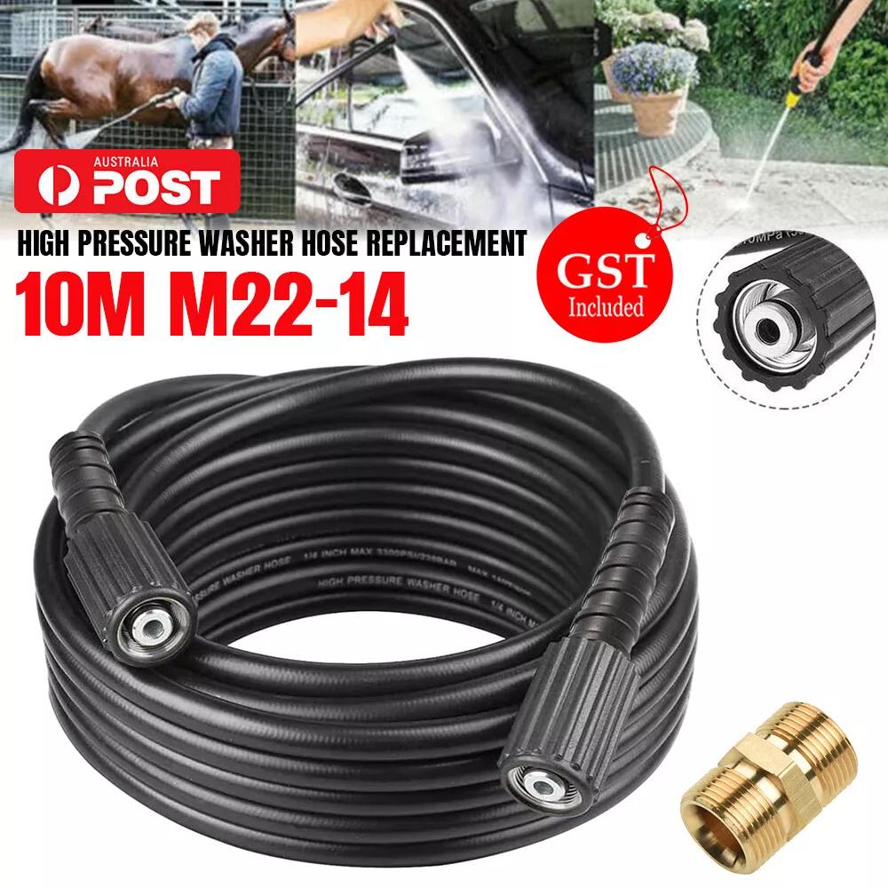 10M High Pressure Washer Hose Replacement M22 Connector 14mm Water Cleaning Pipe