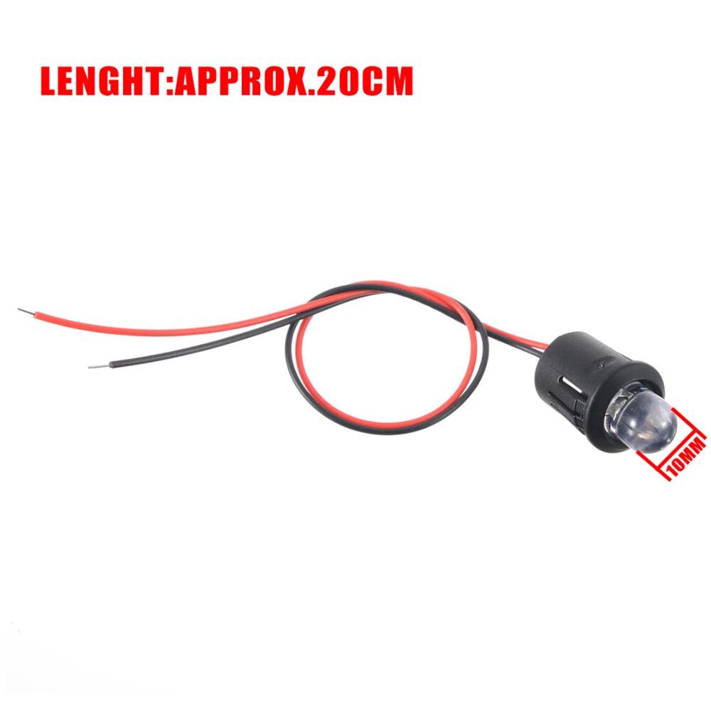 10PCS 10mm Pre Wired LED Water Clear Bulb Cable 20cm Constant Prewired Light 12V - Image 2