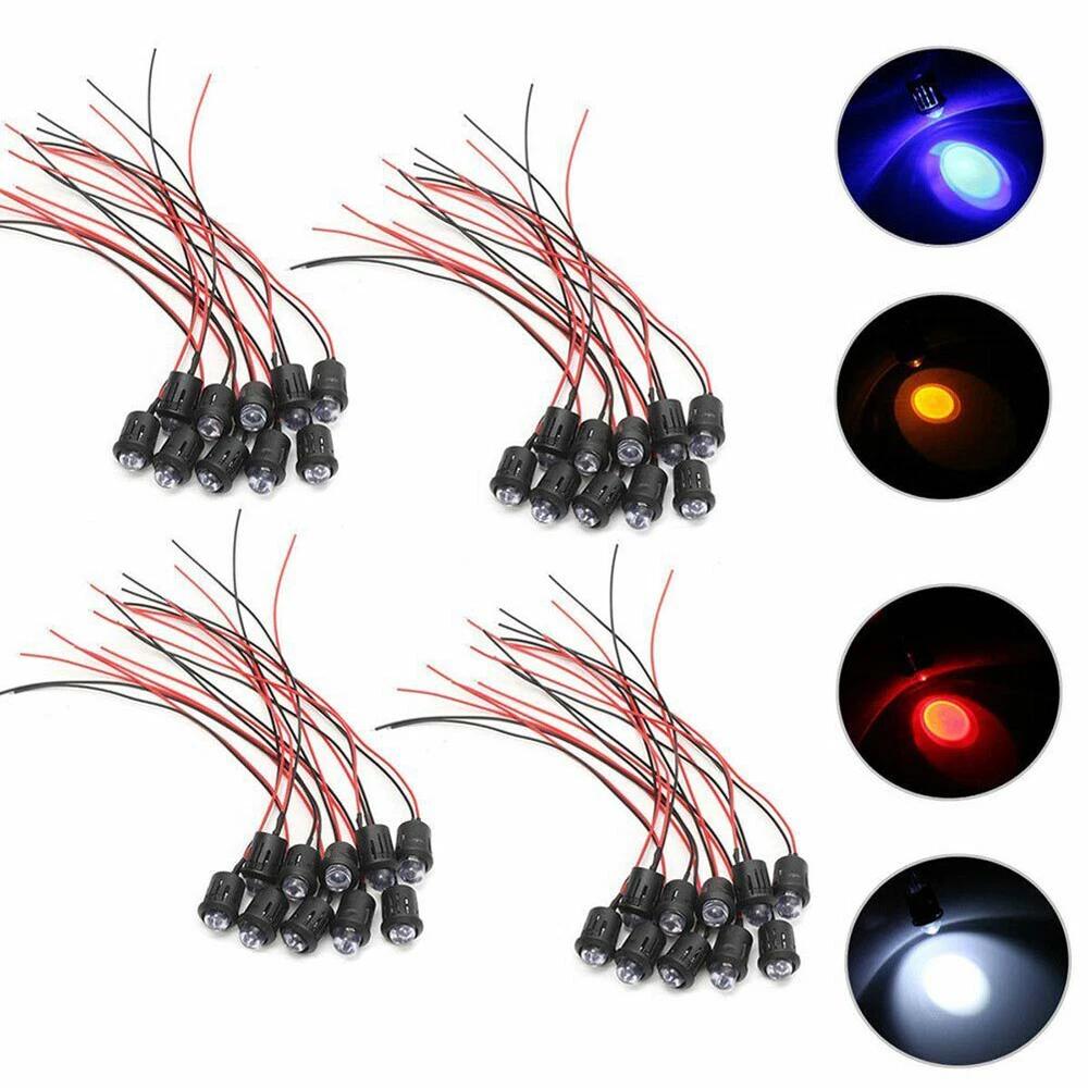 10PCS 10mm Pre Wired LED Water Clear Bulb Cable 20cm Constant Prewired Light 12V - Image 7