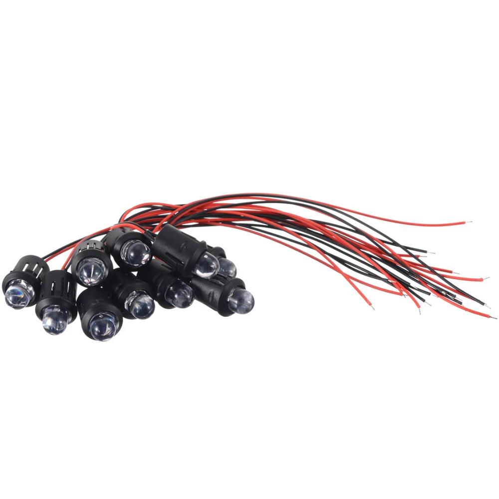 10PCS 10mm Pre Wired LED Water Clear Bulb Cable 20cm Constant Prewired Light 12V - Image 3