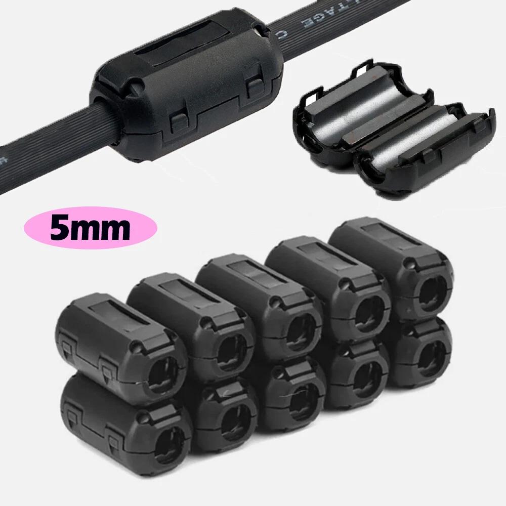10PCS Clip-on Ferrite Ring Cable Clips Core EMI Noise Suppressor Filter 5MM
