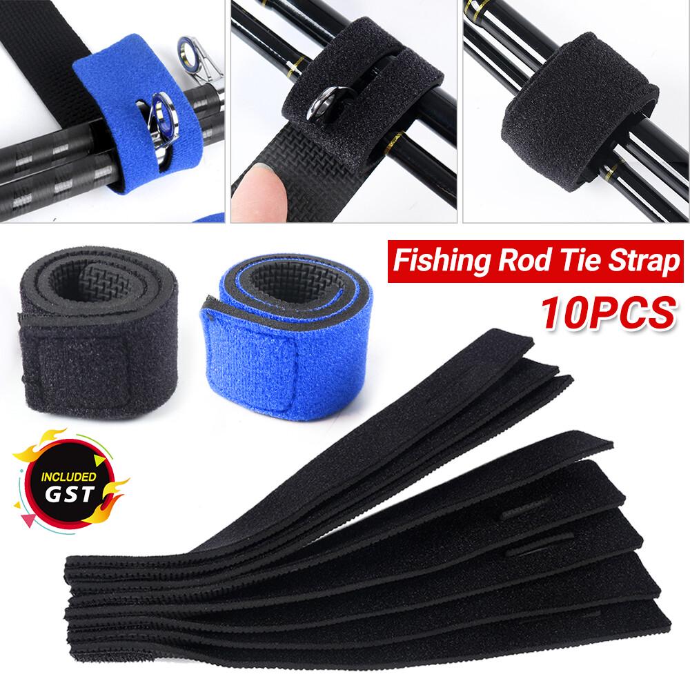 10PCS Fishing Rod Tie Strap Tackle Wrap Band Pole Holder Fastener Fish Accessory