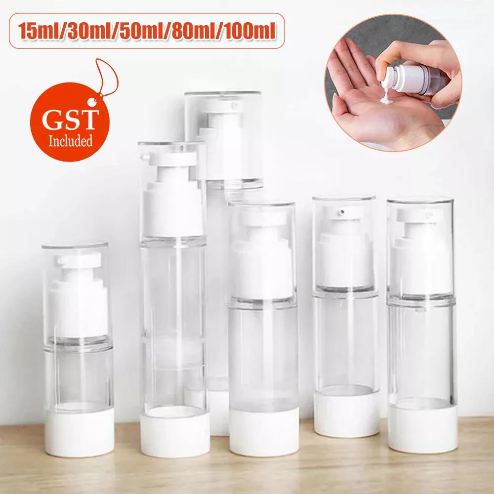 10Pcs Airless Lotion Cream Pump Refillable Empty Bottle Clear Travel