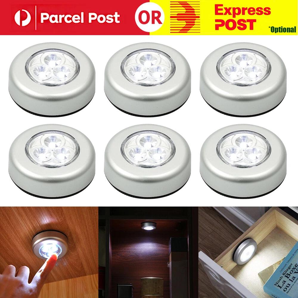 10X 3-LED Touch Push Lights Battery Powered Stick On Click Tap Lamps Home Closet