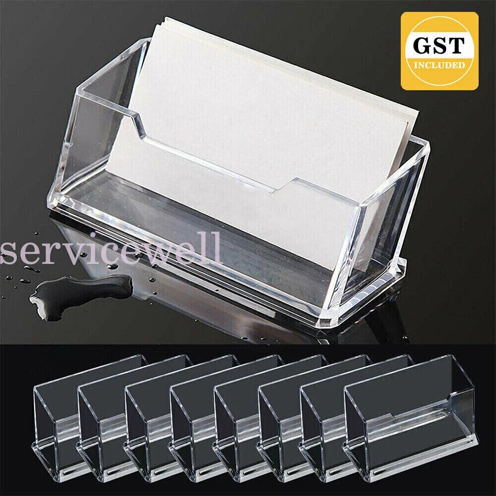 10X Clear Desktop Business Card Holder Display PMMA Stand Plastic Desk Shelf AU