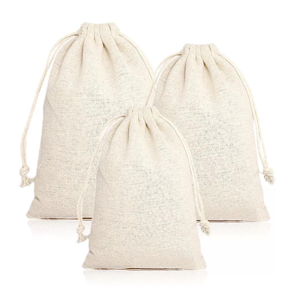 Drawstring Storage Bags Calico Bags Cotton Tote Snack Gift Bag Bulk AU - Image 7