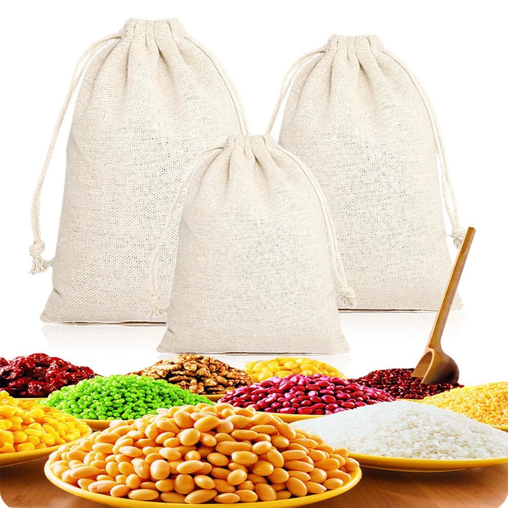 Drawstring Storage Bags Calico Bags Cotton Tote Snack Gift Bag Bulk AU - Image 2