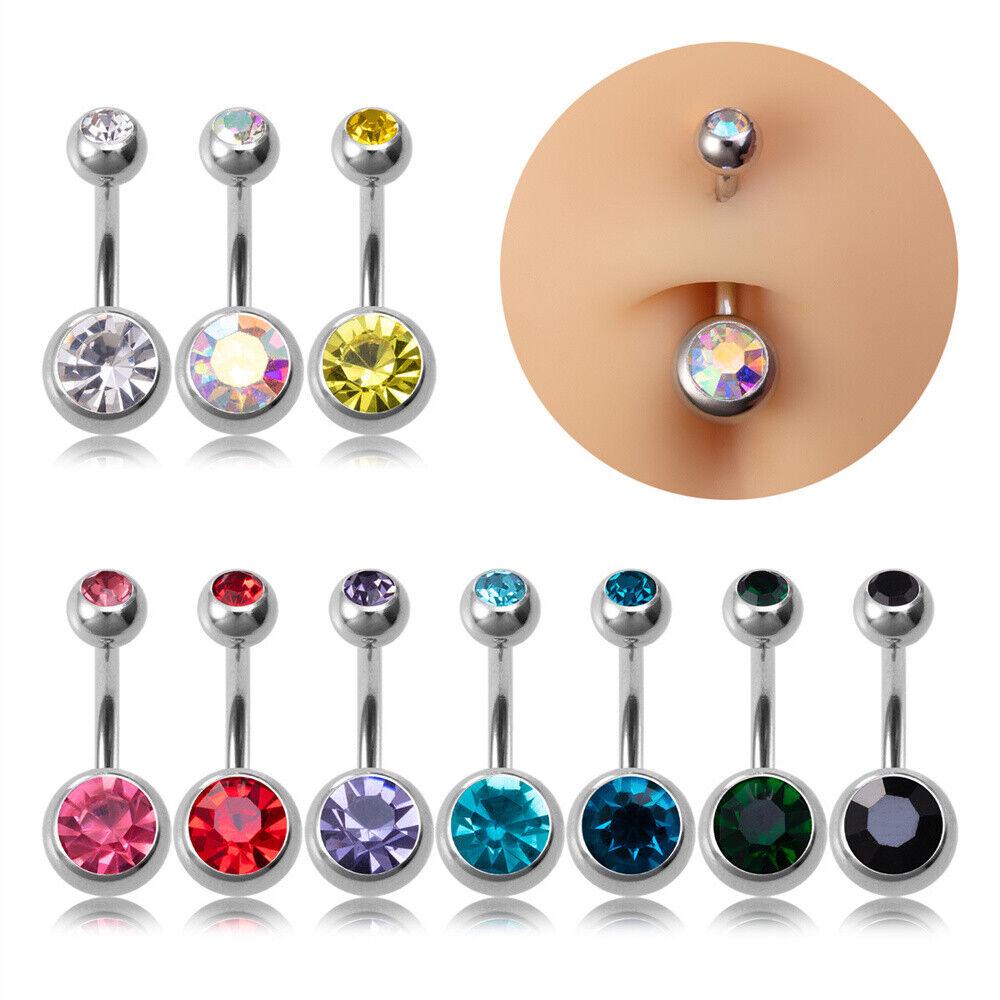 Belly Bar Navel Button Ring Surgical Steel Zirconia Body Piercing Barbell - Image 5