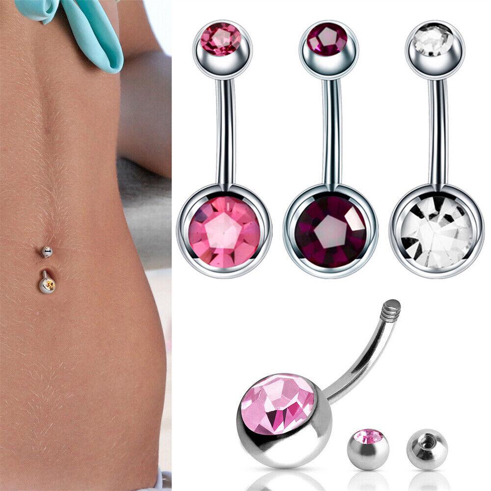 Belly Bar Navel Button Ring Surgical Steel Zirconia Body Piercing Barbell - Image 4