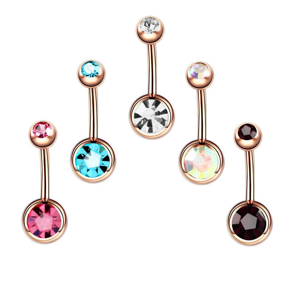 Belly Bar Navel Button Ring Surgical Steel Zirconia Body Piercing Barbell - Image 7