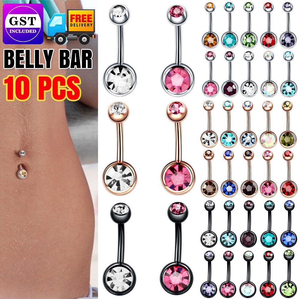 Belly Bar Navel Button Ring Surgical Steel Zirconia Body Piercing Barbell