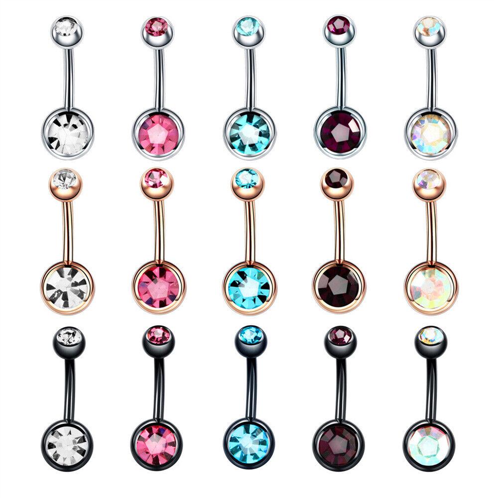 Belly Bar Navel Button Ring Surgical Steel Zirconia Body Piercing Barbell - Image 6