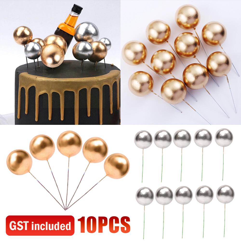 Golden Ball Cake Topper Birthday Party Cupcake Topper for Cake Decoration