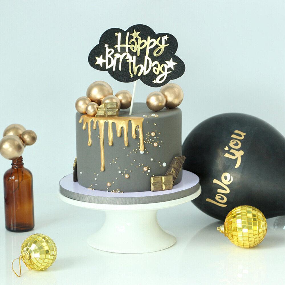 Golden Ball Cake Topper Birthday Party Cupcake Topper for Cake Decoration - Image 3