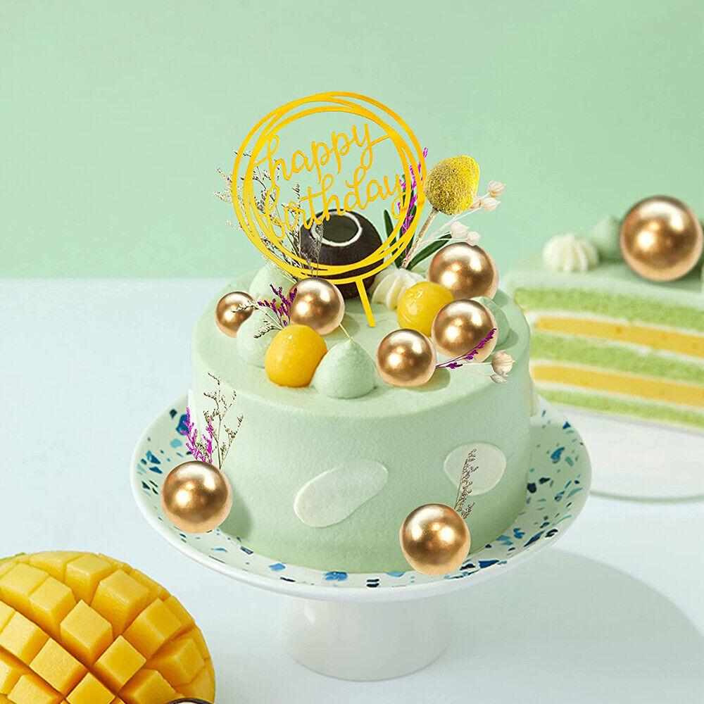 Golden Ball Cake Topper Birthday Party Cupcake Topper for Cake Decoration - Image 7