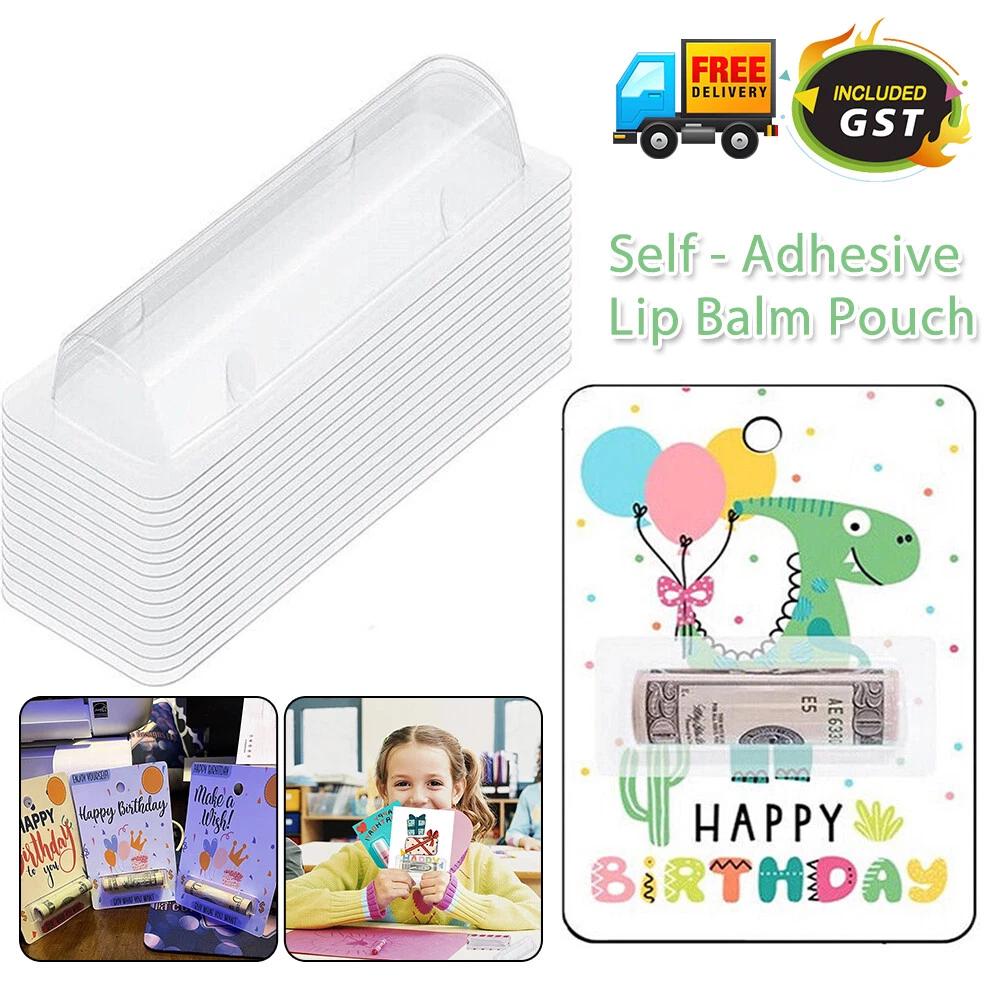 Clear Adhesive Plastic Dome Lip Balm Pouch Money Holder Craft Waterproof