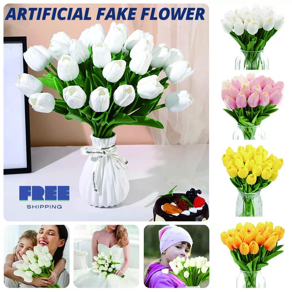 Artificial Fake Flower Real Touch Tulips Bouquet Home Bridal Wedding AU