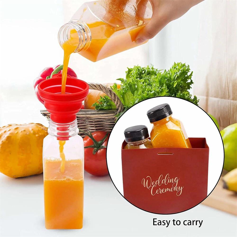 250ml Square Juice Bottle Clear Plastic Refillable Empty Drink Bottles - Image 4