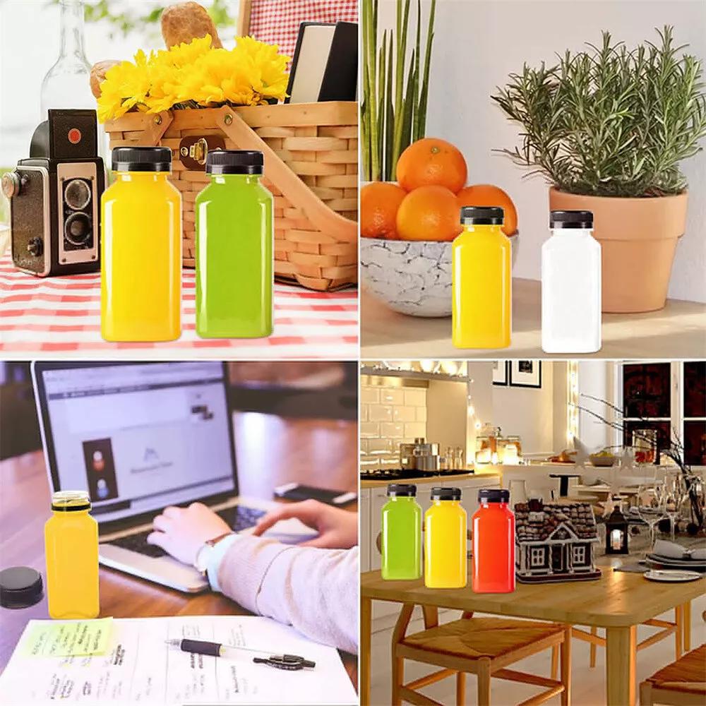 250ml Square Juice Bottle Clear Plastic Refillable Empty Drink Bottles - Image 6
