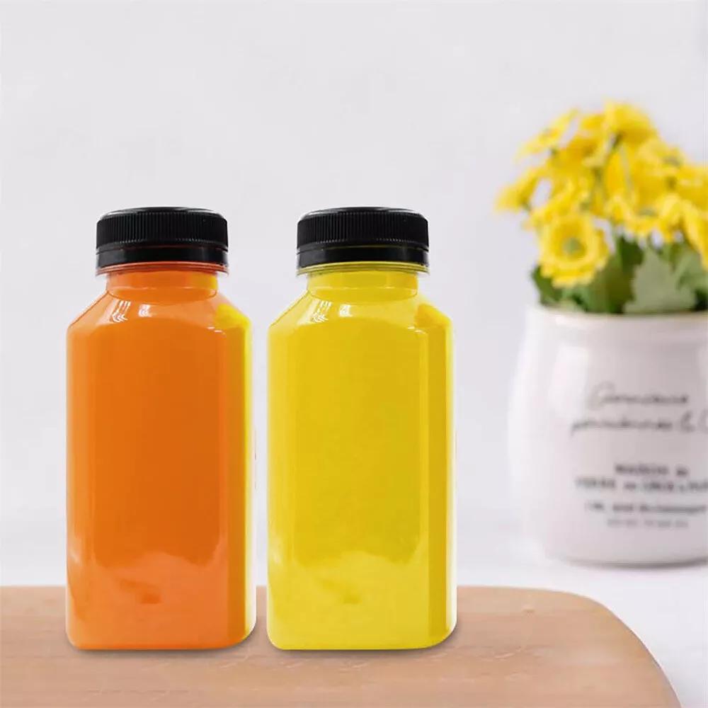 250ml Square Juice Bottle Clear Plastic Refillable Empty Drink Bottles - Image 5