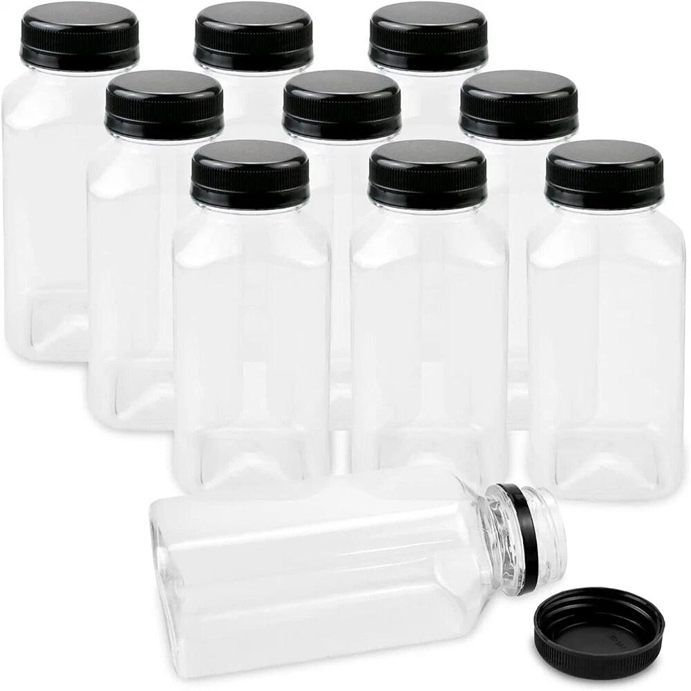 250ml Square Juice Bottle Clear Plastic Refillable Empty Drink Bottles - Image 3