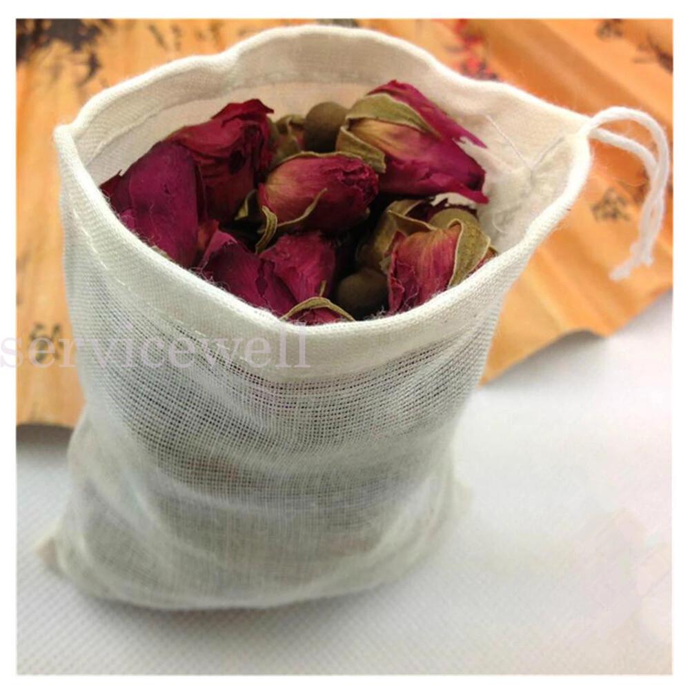 Reusable 100% Cotton Muslin Filter Bags spices herbs tea soup drawstring - Image 5