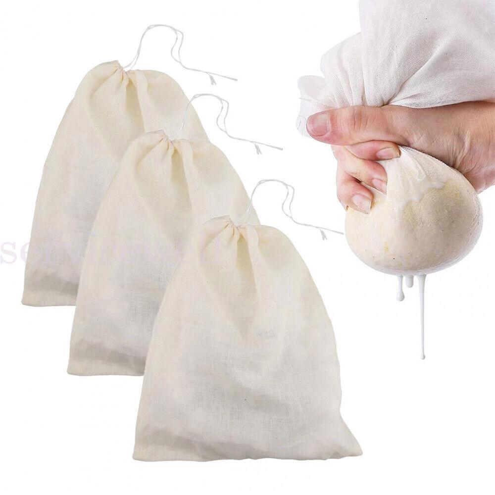 Reusable 100% Cotton Muslin Filter Bags spices herbs tea soup drawstring - Image 3