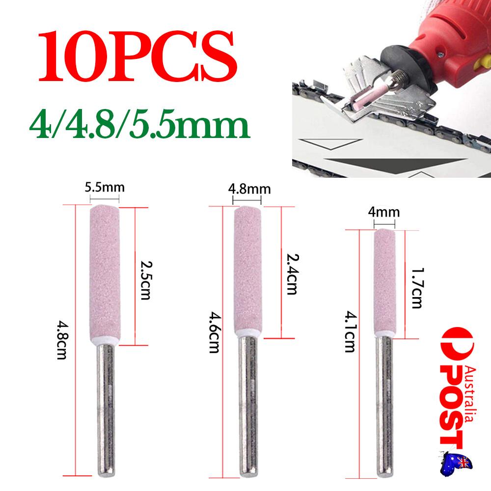 10 Chainsaw Sharpener Burr Grinding Stone File Chain Part Sharpening 4/4.8/5.5mm