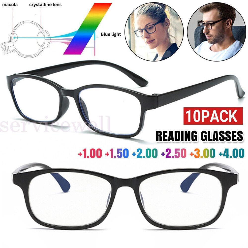 10 Packs Reading Glasses Mens Womens +1.0 1.5 2.0 2.5 3.0 3.5 4.0 Uv Reader New