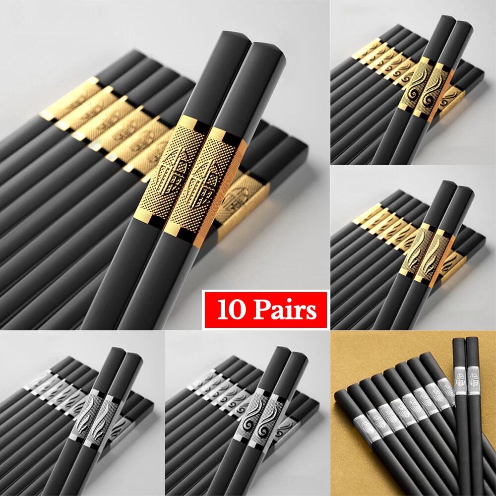 10 Pairs Reusable Chopsticks Dishwasher Safe Fiberglass Chopsticks 24CM